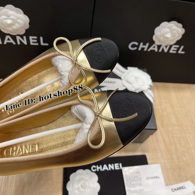 Chanel萬年經典蝴蝶結圓頭芭蕾舞鞋 香奈兒頂級版本單鞋 dx1723